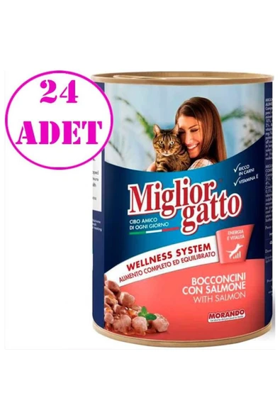 Miglior Gatto Somonlu Konserve Yetişkin Kedi Maması 24 x 405 G - 1