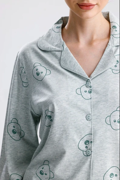 AYICIK DESEN PAMUK KADIN PİJAMA TAKIM - Resim 5