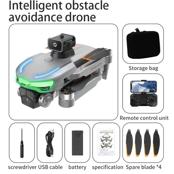 A17 Drone, Katlanabilir, Akıllı 4K Kameralı,360 Derece Roll, Havada Sabitlemeli Yüksek Hızlı Drone - Resim 4