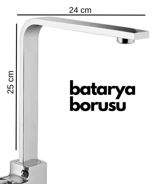Krom Mutfak Evye Batarya İçin Köşeli Su Borusu Paslanmaz Ve Eca Uyumlu 25x25 - 1