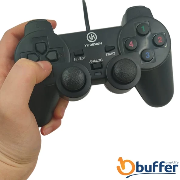 Çift Titreşimli Usb Kablolu Oyun Kolu Pc Uyumlu Vibration Gamepad - 4