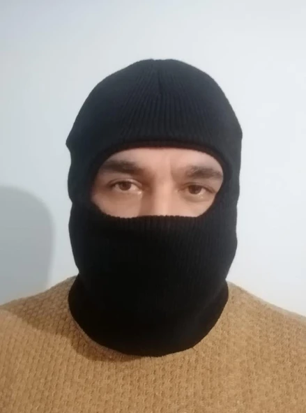 2 Adet Erkek Triko Kar Maskesi Siyah - 1