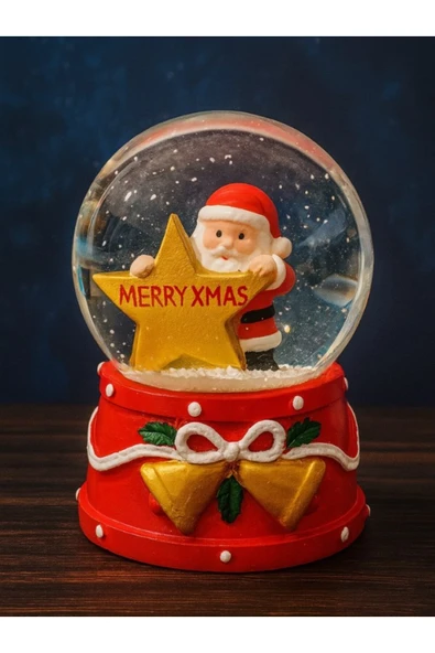 Yeni Yılın En Güzel Hediyesi 2026 Yılbaşı Temalı Yıldızlı Noel Baba Temalı Led Işıklı 9CM Kar Küresi - 2