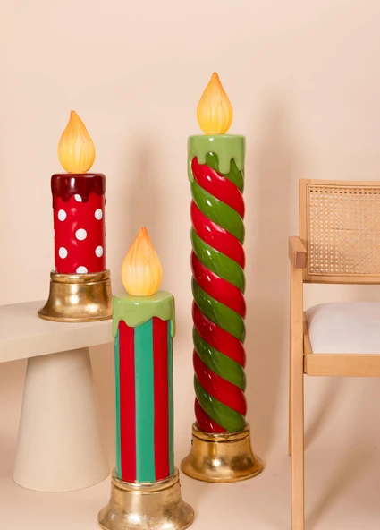 The Mia Dekoratif Led Işıklı Yılbaşı Mumu 25x25x55 cm - Resim 3