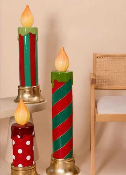 The Mia Dekoratif Led Işıklı Yılbaşı Mumu 25x25x55 cm - Resim 6