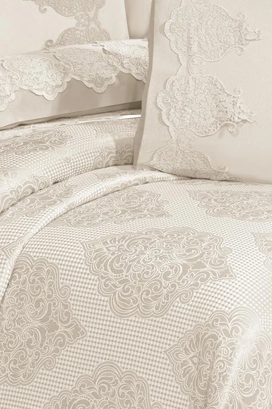 Garden Pamuklu Dantelli Pike Takımı Krem - 6