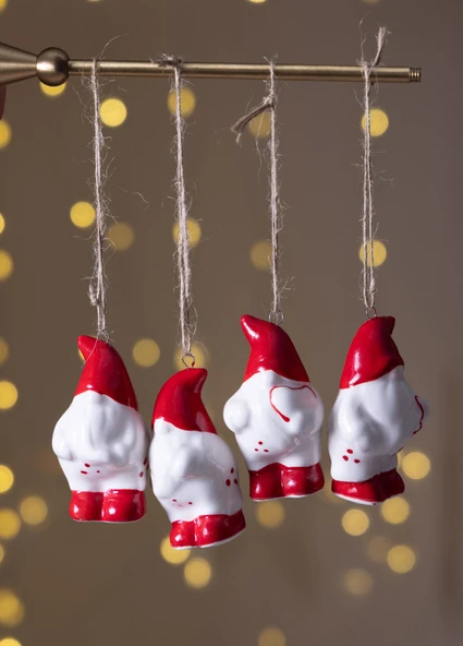 The Mia Yılbaşı Ağacı Süsü Şanş Cücesi 4lü Set 4x4x7 cm - Resim 2