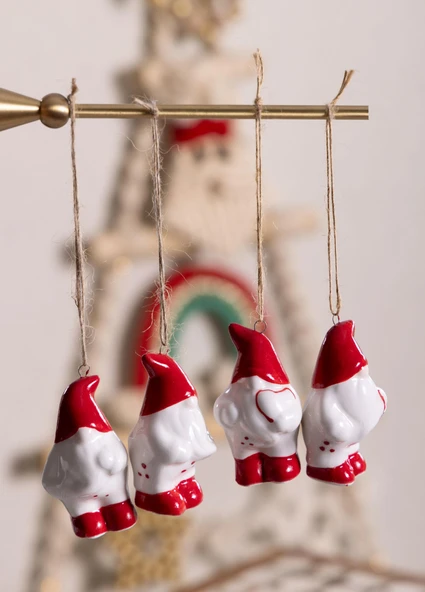 The Mia Yılbaşı Ağacı Süsü Şanş Cücesi 4lü Set 4x4x7 cm - Resim 3