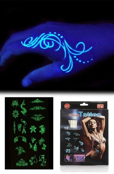 Kanserojen Madde İçermeyen Geçici Fosforlu Dövme Sticker Seti - 2