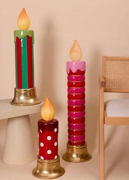 The Mia Dekoratif Led Işıklı Yılbaşı Mumu 25x25x55 cm - Resim 2