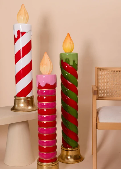 The Mia Dekoratif Led Işıklı Yılbaşı Mumu 25x25x113 cm - Resim 2