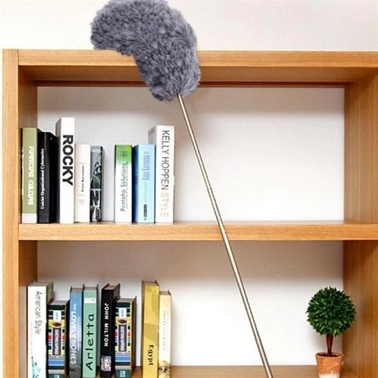 140 Cm Teleskopik Uzatılabilir Mikrofiber Yumuşak Başlıklı Gri Toz Alma Fırçası Toz Püskülü - 3