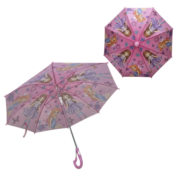 CCL Bardaklı Plastik Korumalı Düdüklü Pongee Kumaş 8 Telli Kız Çocuk Şemsiye GKH ürün görseli