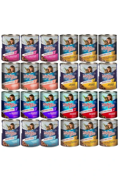 12 Adet Gatto 405 Gr. Kedi Konservesi Karışık - 1