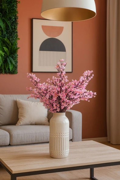 Yoğun Çiçekli Yapay Japon Sakura Bahardalı Demeti 75 cm - Resim 11