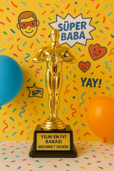 Sevgiliye Eşe En İyi Babaya Sevdiklerinize Hediye İsime Kişiye Özel Ödül Biblo Yılın En İyi Babası - 1