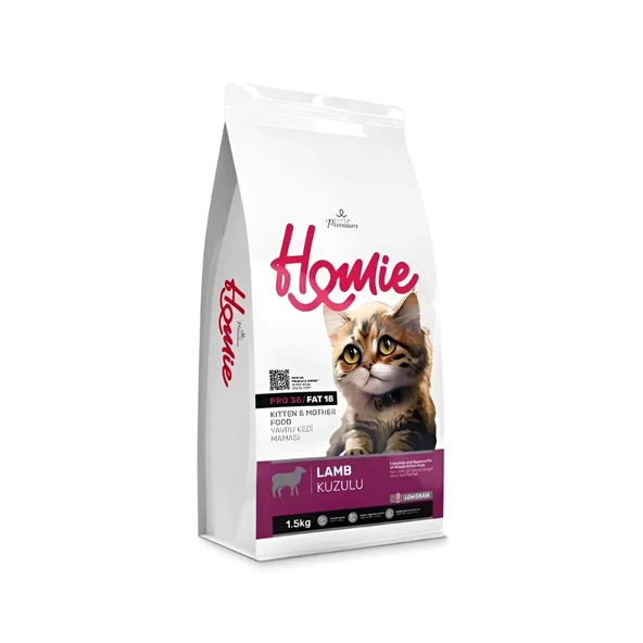 Homie Süper Premium Düşük Tahıllı Mother & Kitten Kuzu Etli Yavru Kedi Maması 1.5 Kg (3 Adet) ürün görseli