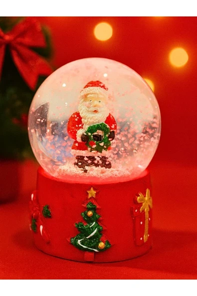 Yeni Yılın En Güzel Hediyesi 2026 Yılbaşı Temalı Noel Baba Figürlü Led Işıklı 9 cm Kar Küresi - 1