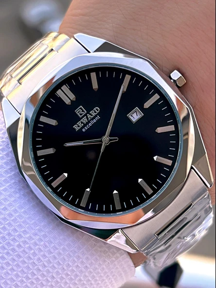 Reward Çelik Kordon Takvim Özellikli 5 Atm Suya Dayanıklı Erkek Kol Saati VS.BLKT.0521 - Resim 2