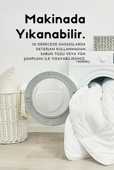 Çift Kişilik Merinos Kuzu Yünü Yorgan (%100 SAF MERİNOS KUZU YÜNÜ) 195 X 215 Cm Ebat, 3000 gram - 2