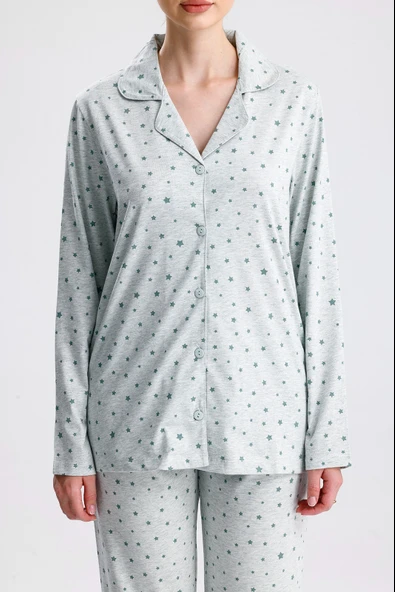 YILDIZ DESEN PAMUK KADIN PİJAMA TAKIM - Resim 11