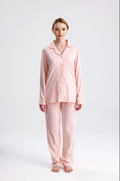 YILDIZ DESEN PAMUK KADIN PİJAMA TAKIM - Resim 8