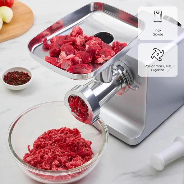 Karaca Salça,Sucuk,Sosis ve İçli Aparatlı Kıyma Makinesi Inox - Resim 12