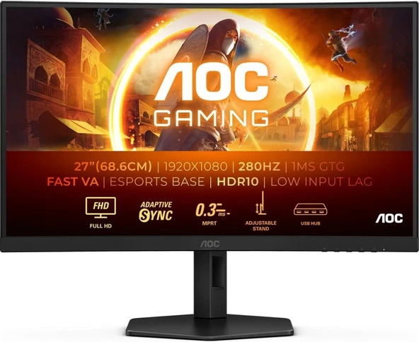 AOC 27" C27G4ZXU 280Hz 1Ms Adaptive Sync Curved Gaming Monitör(Ölü Pixel) ürün görseli