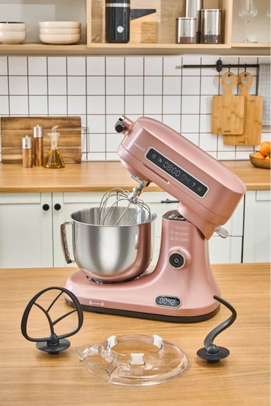 Karaca Pro Artisan Tartılı Dijital Ekran Zaman Ayarlı Döküm Hamur Yoğurma Makinesi Rosegold 1600W 5L ürün görseli