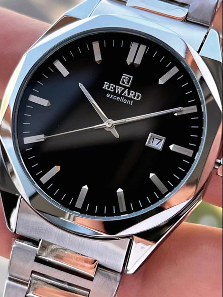 Reward Çelik Kordon Takvim Özellikli 5 Atm Suya Dayanıklı Erkek Kol Saati VS.BLKT.0521 - Resim 4