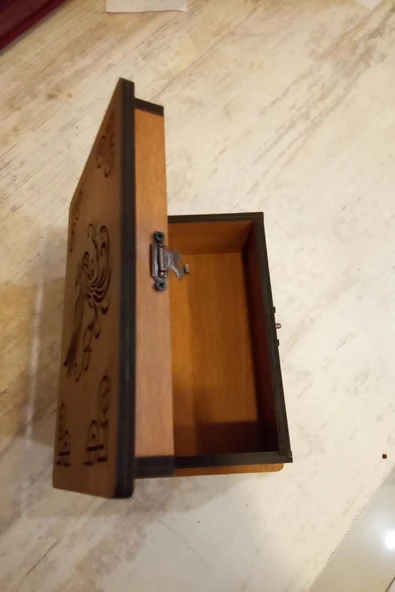 Tarot Kutusu Sunak Run Taşları Kutusu El İşi Anka Kuşu Ahşap - Resim 5