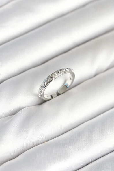 Pirinç Gümüş Renk Zirkon Taşlı Kadın Yüzük ürün görseli 1