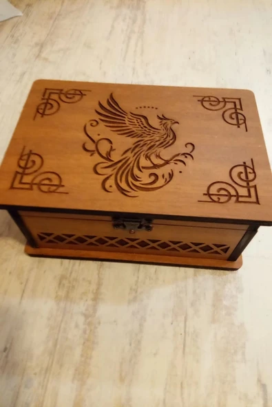 Tarot Kutusu Sunak Run Taşları Kutusu El İşi Anka Kuşu Ahşap ürün görseli