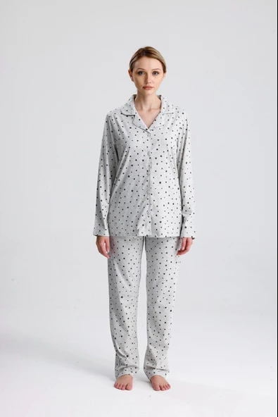 YILDIZ DESEN PAMUK KADIN PİJAMA TAKIM ürün görseli