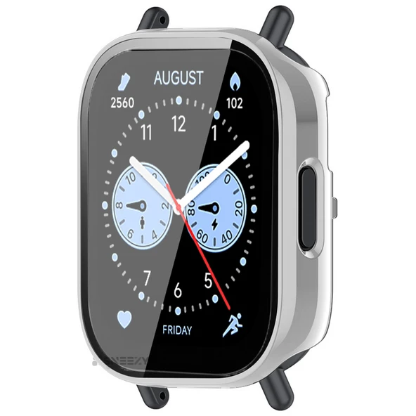 Redmi Watch 5 Lite Kasa Uyumlu Kılıf Sert PC Kasa ve Ekran Koruyucu Kılıf  Gümüş - Resim 2