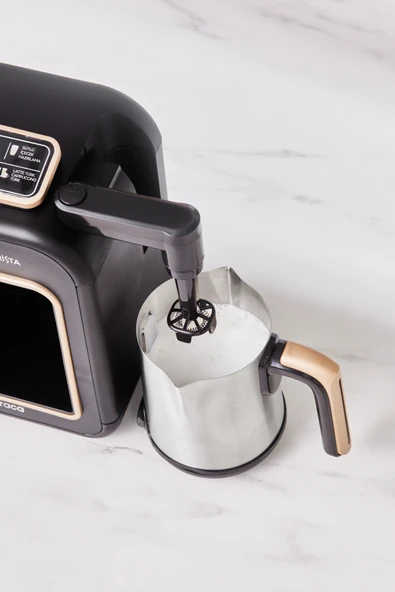 Karaca Hatır Plus Barista Steel 6 in 1 Konuşan Latte Cappuccino ve Közde Türk Kahve Makinesi Mineral Gold - 3