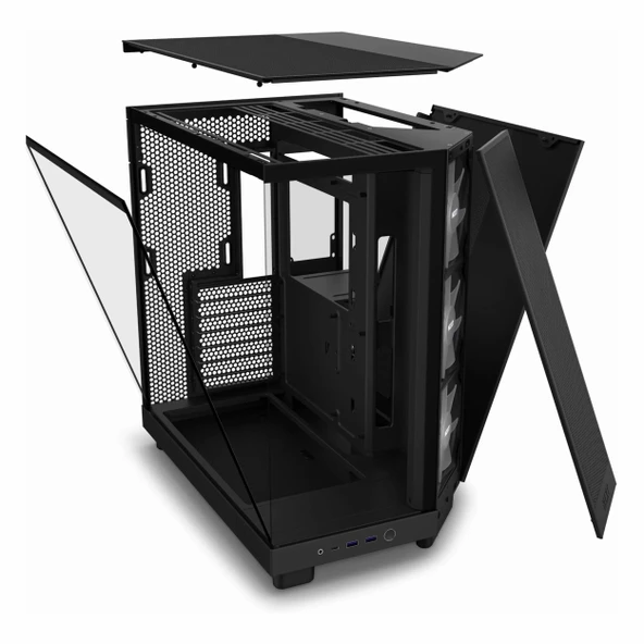 NZXT H6 Flow USB 3.2 RGB ATX Mid Tower Siyah Kasa - Resim 6