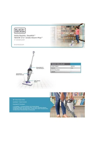 Black+Decker BHSM1615DSM 1600 W Buharlı Temizleyici - 8