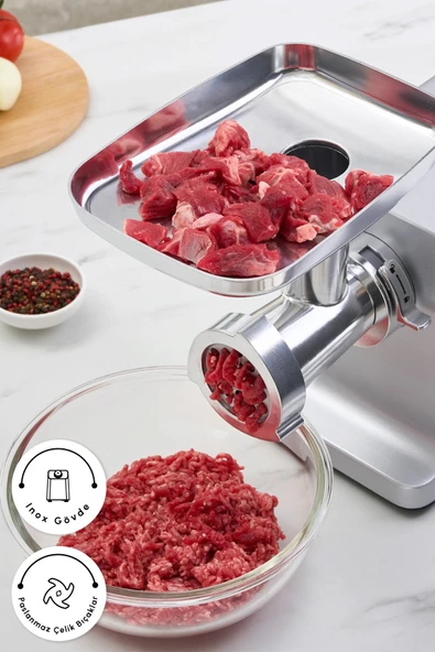 Karaca Salça,Sucuk,Sosis ve İçli Aparatlı Kıyma Makinesi Inox - Resim 2