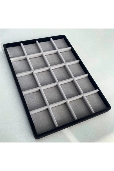 Süet Kumaş Çift Renk 34 Cm / 24 Cm 20 Bölmeli Takı Standı ürün görseli