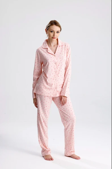 YILDIZ DESEN PAMUK KADIN PİJAMA TAKIM - Resim 9