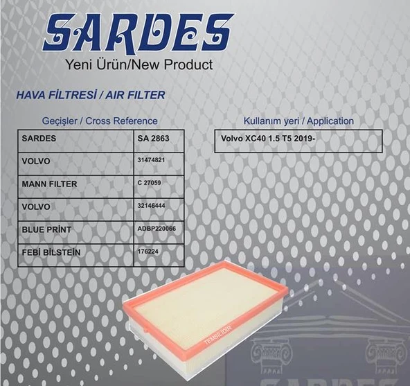 HAVA FİLTRESİ VOLVO XC40 T5 1.5 19 > 31474821 ürün görseli