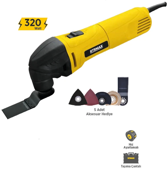 Rtrmax RTM137 Çok Amaçlı Kesici Raspalama 320 W 20.000 Rpm Hız Ayarlamalı - Resim 2
