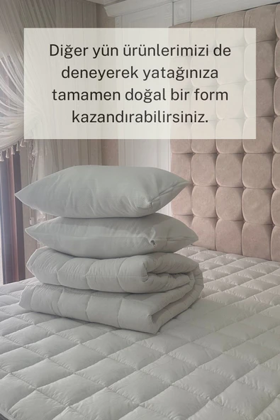 Çift Kişilik Merinos Kuzu Yünü Yorgan (%100 SAF MERİNOS KUZU YÜNÜ) 195 X 215 Cm Ebat, 3000 gram - 4