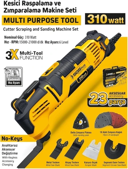 Sgs 5255 Multı-Tools Kesici ve Raspalama Makinesi 310 Watt - 3