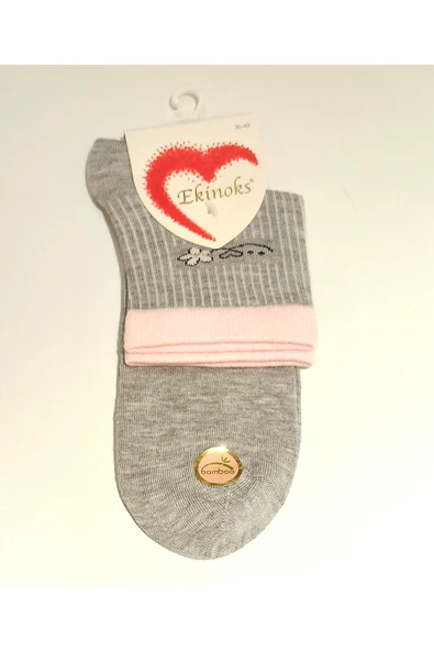 Monalisa Home Bambu Gri Pembe Renk 36-40 Soket Kadın Çorap ürün görseli 1
