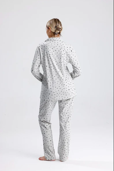 YILDIZ DESEN PAMUK KADIN PİJAMA TAKIM - Resim 5