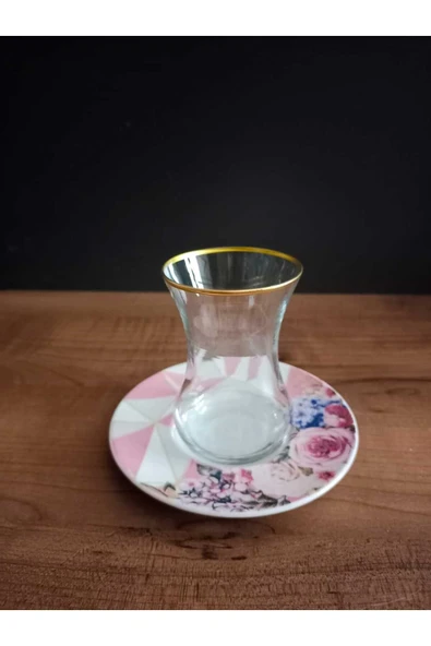 Lüks 6 lı Çay Takımı Gül Desenli - 4