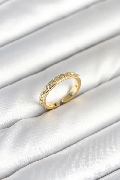 Pirinç Gold Renk Zirkon Taşlı Kadın Yüzük ürün görseli 1