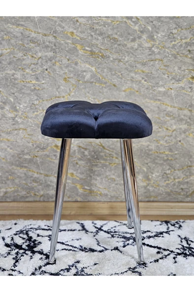 Kare Krom Kaplama Konik Ayaklı Tabure - Oturak - Bar Taburesi - Ayaklı Tabure Füme Renk 48 x 33 Boyut/Ebat - Resim 3